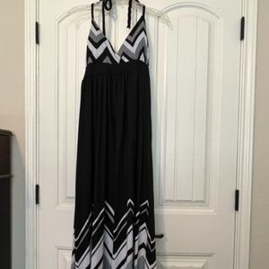 Halter style Black, Grey and White XL Maxi Dress